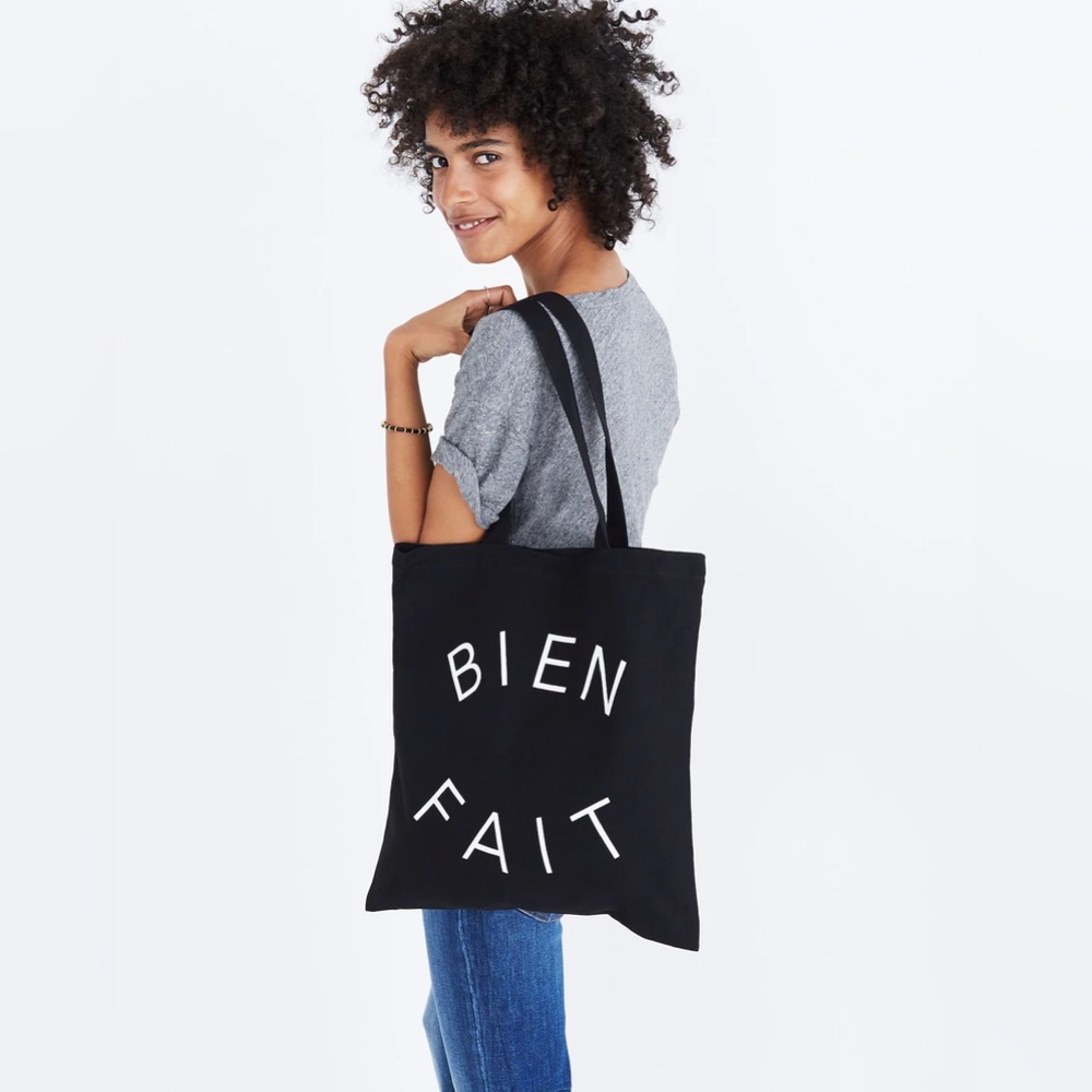 Madewell Bien Fait‎ Reusable Canvas Tote Bag Black Collegiate